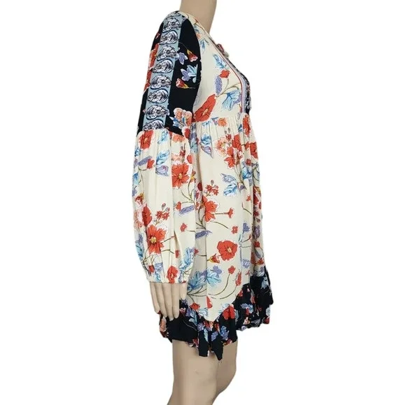 Patrons of Peace Long Sleeve Flowy Floral Mini Dress - Picture 2 of 5